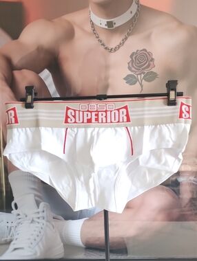 Superior Men's White Briefs with Red Trim - Classic Comfort